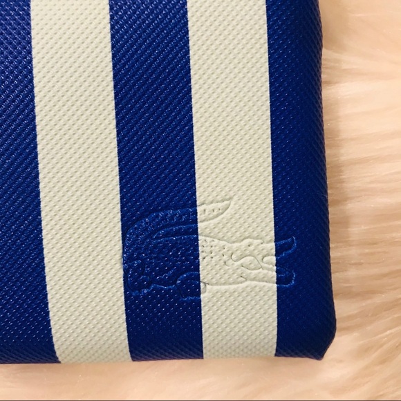 Lacoste Embossed Striped L-Zip Wristlet - Picture 3 of 7